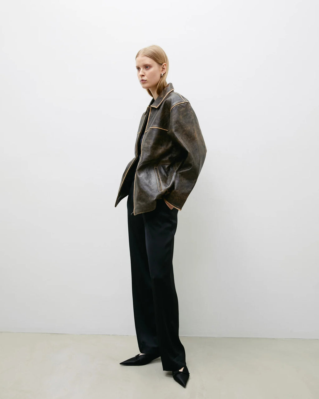 Faded Women's Brown Upcycled Leather Jacket