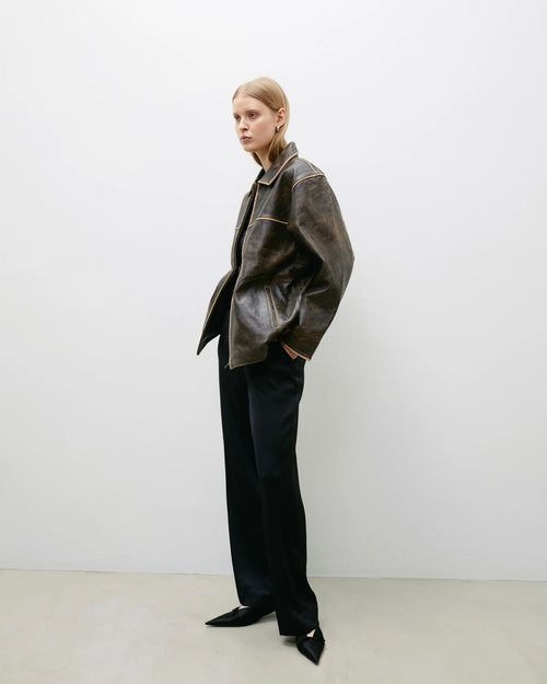 Faded Women's Brown Upcycled Leather Jacket