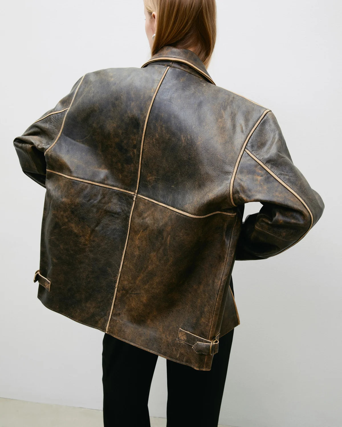 Faded Women's Brown Upcycled Leather Jacket