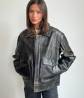 Billie Women's Dark Grey Genuine Cow Leather Jacket