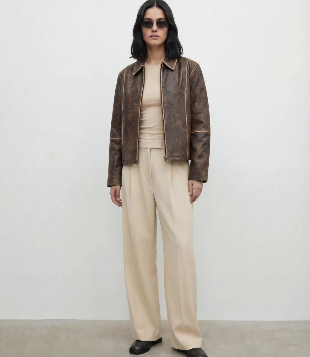 Edlic Women's Willow Brown Leather Jacket