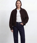 Hypercoat Women's Dark Brown Suede Bomber Jacket
