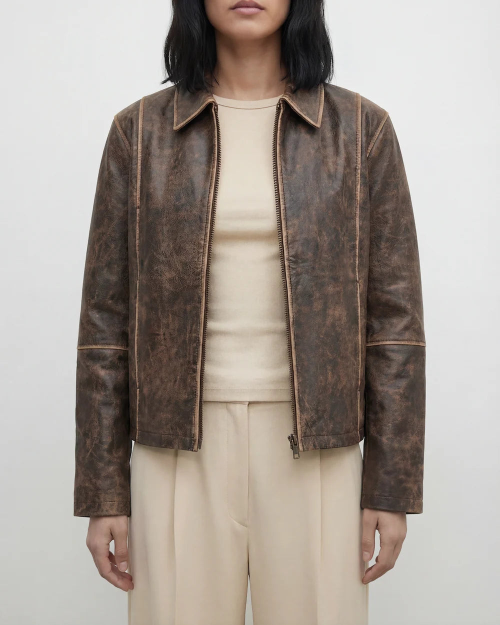 Edlic Women's Willow Brown Leather Jacket